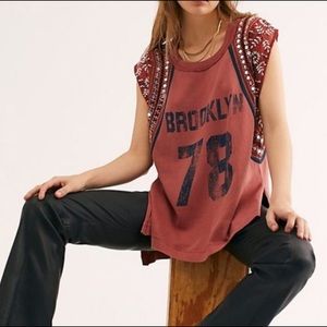 Trendy Free People Embellished “78 Brooklyn” Tee